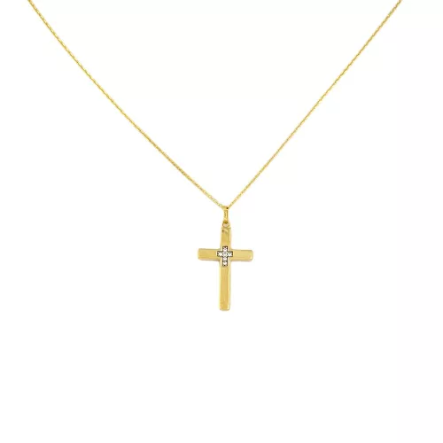 14k arany nyaklánc, kereszt, kristályokkal