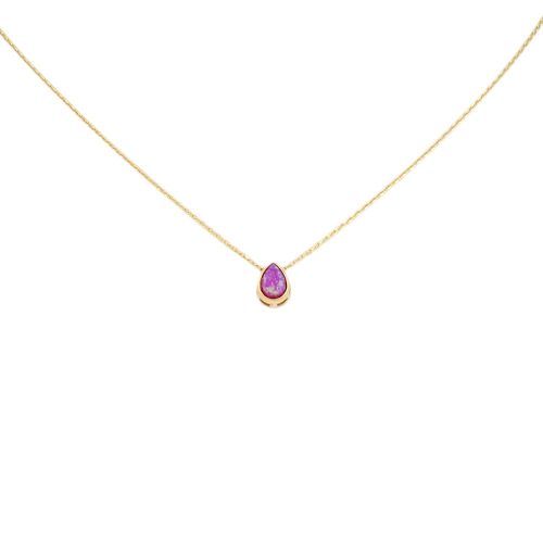 14k arany nyaklánc csepp alakú lila kővel