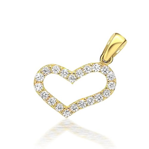 14k arany szív alakú medál kristályokkal
