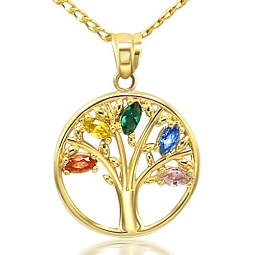 14k arany életfa medál színes kristályokkal