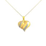 14k arany medál, domború szív, keresztben sávokkal