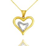 14k arany kétszínű szív a szívben medál