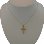 14k arany medál, kereszt, kétszínű, Jézus motívummal