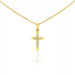 14k arany medál, kereszt kristállyal díszítve