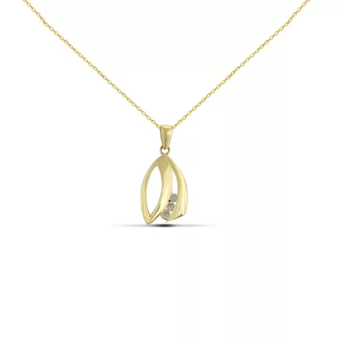14k arany medál, levélforma, kristályokkal