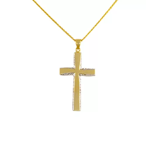 14k arany medál, kétszínű kereszt