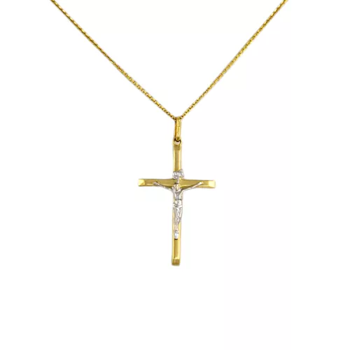 14k arany medál, feszület, kétszínű