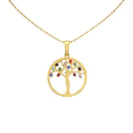 14k arany medál, életfa, színes kövekkel
