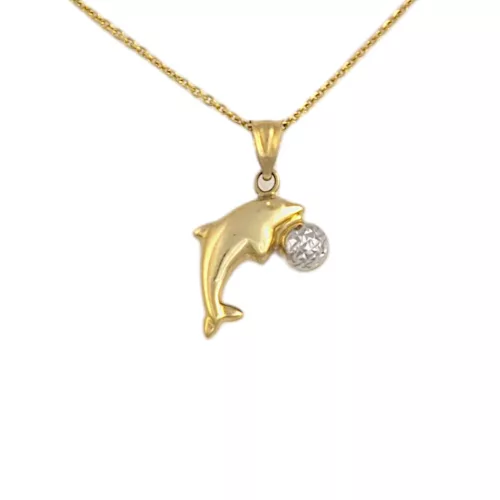 14k arany medál, delfin labdával, kétszínű