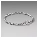 Ezüst női karkötő kristályszívvel, 16 cm