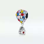 Ezüst charm, hőlégballon házikóval