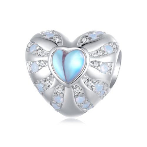 Ezüst charm, kék szív