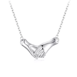 Ezüst női nyakánc, kezek