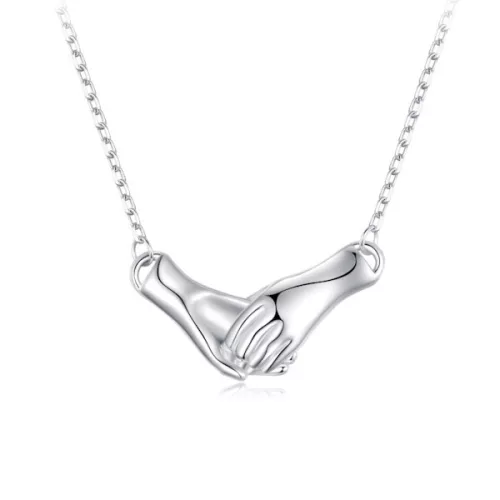 Ezüst női nyakánc, kezek