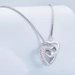 Ezüst női nyaklánc dupla szívmedállal