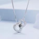 Ezüst női nyaklánc dupla szívmedállal