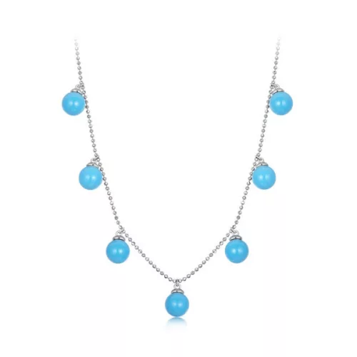 Ezüst nyaklánc türkiz gyöngyökkel