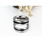 Női karikagyűrű, nemesacél, fekete csíkkal, 8