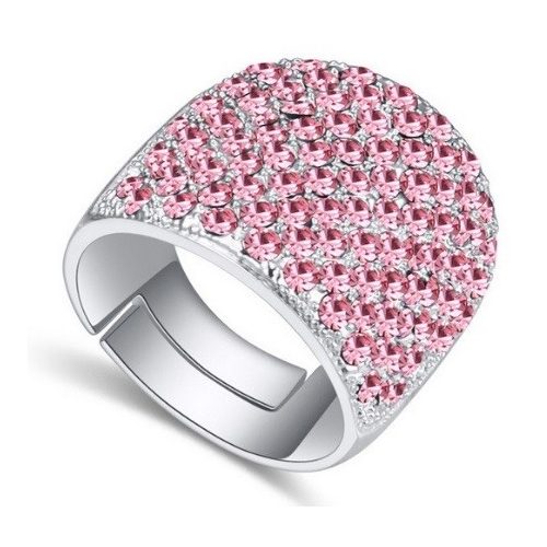 Swarovski köves ezüst színű gyűrű Világos Rózsa 