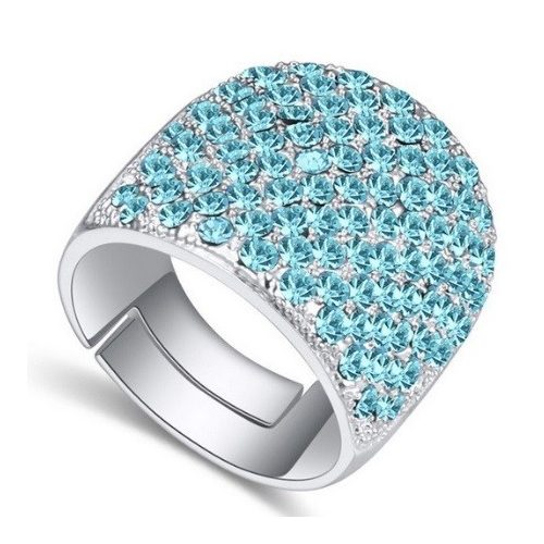 Swarovski köves ezüst színű gyűrű Aqua Kék 