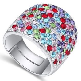 Swarovski köves ezüst színű gyűrű Multicolor