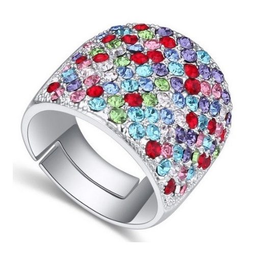 Swarovski köves ezüst színű gyűrű Multicolor