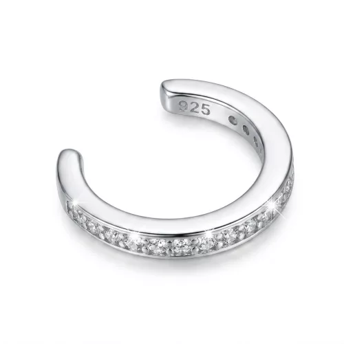 Ezüst fülklipsz C alakú, kristályos