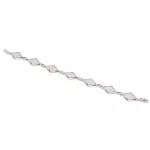 Ezüst karkötő, modern vonalú rombusz kristályokkal, 19,5 cm