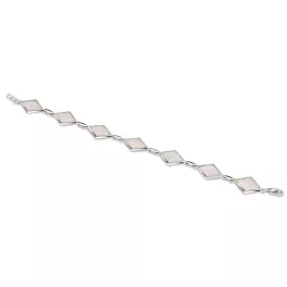   Ezüst karkötő, modern vonalú rombusz kristályokkal, 19,5 cm