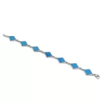 Ezüst karkötő, modern vonalú rombusz kristályokkal, 19,5 cm
