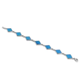   Ezüst karkötő, modern vonalú rombusz kristályokkal, 19,5 cm