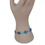 Ezüst karkötő, modern vonalú rombusz kristályokkal, 19,5 cm