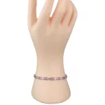 925 sterling ezüst karkötő rózsaszín kövekkel, 21 cm