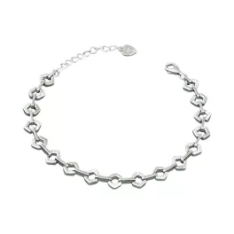   925 sterling ezüst karkötő geometrikus, kristályokkal, 21 cm
