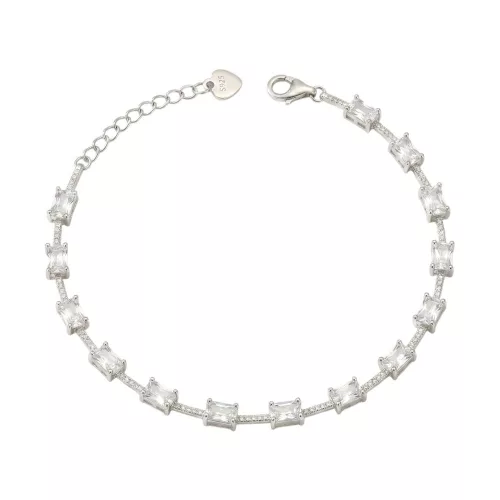 925 sterling ezüst karkötő kristályokkal, 20 cm