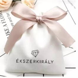   Ékszerzsák fehér, mályva szalaggal 7x9 cm, Ékszerkirály logóval