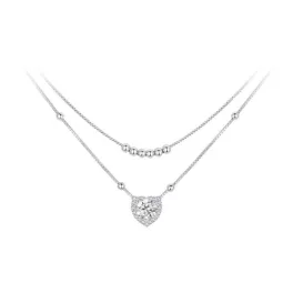 Ezüst dupla nyaklánc kristálymedállal