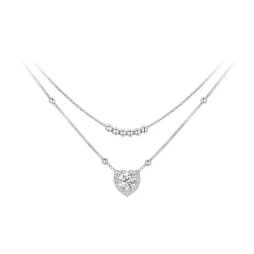 Ezüst dupla nyaklánc kristálymedállal