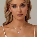 Ezüst dupla nyaklánc kristálymedállal