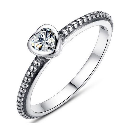 Szív ezüst gyűrű, Fehér, 6