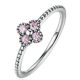Apró virágos ezüst gyűrű, Pink, 6
