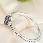 Apró virágos ezüst gyűrű, Pink, 7