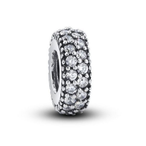 Ezüst gyűrű charm, kristálykövekkel díszítve, fehér 