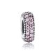 Ezüst gyűrű charm, kristálykövekkel díszítve, rózsaszín 