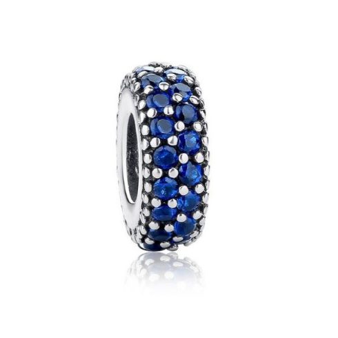 Ezüst gyűrű charm, kristálykövekkel díszítve, kék 