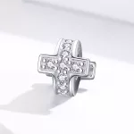 Ezüstcharm, kereszt fehér kristállyal