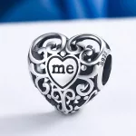 Ezüstcharm, szív indamintával