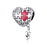 Ezüst charm 925, szívpuzzle