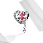 Ezüst charm 925, szívpuzzle