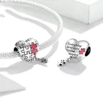Ezüst charm 925, szívpuzzle